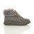 Right side view of Grey Suede Mid Heel Wedge Fur Cuff Low Top Trainers