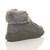 Back right side view of Grey Suede Mid Heel Wedge Fur Cuff Low Top Trainers