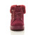 Front view of Burgundy Suede Mid Heel Wedge Fur Cuff Low Top Trainers