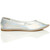 Right side view of Silver Patent Flat Diamante Pointed Toe Ballerina Dolly Shoes
