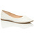 Front right side view of White Patent Flat Diamante Pointed Toe Ballerina Dolly Shoes