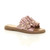 Front right side view of Pink Flat Pearl Diamante Ruffle Sandals Flip Flops