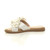 Left side view of White Flat Pearl Diamante Ruffle Sandals Flip Flops