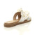 Back right side view of White Flat Pearl Diamante Ruffle Sandals Flip Flops
