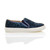 Right side view of Dark Blue Glitter Flat Slip On Glitter Plimsolls Trainers
