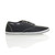 Right side view of Navy PU Flat Canvas Plimsolls Lo-Top Trainers