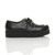Right side view of Black PU Flat Wedge Platform Creepers Shoes
