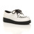 Front right side view of White PU Flat Wedge Platform Creepers Shoes