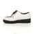 Left side view of White PU Flat Wedge Platform Creepers Shoes