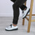 Model wearing White PU Flat Wedge Platform Creepers Shoes