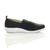 Right side view of Navy PU Flat Cushioned Padded Comfort Elastic Snake Slip On Shoes Trainers Right side view of Navy PU Flat Cushioned Padded Comfort Elastic Snake Slip On Shoes Trainers