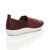 Back right side view of Burgundy PU Flat Cushioned Padded Comfort Elastic Snake Slip On Shoes Trainers Back right side view of Burgundy PU Flat Cushioned Padded Comfort Elastic Snake Slip On Shoes Trainers
