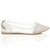 Right side view of Silver Patent Flat Diamante Mesh Pointed Toe Ballerina Dolly Shoes Right side view of Silver Patent Flat Diamante Mesh Pointed Toe Ballerina Dolly Shoes