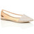 Front right side view of Rose Gold Patent Flat Diamante Mesh Pointed Toe Ballerina Dolly Shoes Front right side view of Rose Gold Patent Flat Diamante Mesh Pointed Toe Ballerina Dolly Shoes