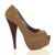 Right side view of Camel Suede High Heel Peep Toe Platform Shoes