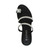 Top view of Black PU Flat Toe Ring Diamante Flip Flop Sandals