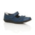 Front right side view of Navy Flat Comfort Mary Jane Shoes
