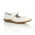 Front right side view of White Flat Comfort Mary Jane Shoes