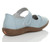 Back right side view of Blue Flat Comfort Mary Jane Shoes