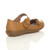 Back right side view of Tan Flat Comfort Flower Mary Jane Shoes Back right side view of Tan Flat Comfort Flower Mary Jane Shoes