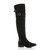Front right side view of Black Suede Low Heel Biker Over The Knee Boots