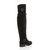Back right side view of Black Suede Low Heel Biker Over The Knee Boots