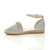 Left side view of Grey PU Flat Flower Studded Beach Sandals Espadrilles Left side view of Grey PU Flat Flower Studded Beach Sandals Espadrilles
