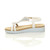 Left side view of White Low Wedge Heel Comfort Flatform Diamante T-Bar Slingback Sandals