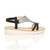 Right side view of Black Low Wedge Heel Comfort Flatform Diamante T-Bar Slingback Sandals