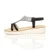 Left side view of Black Low Wedge Heel Comfort Flatform Diamante T-Bar Slingback Sandals