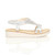 Right side view of Silver Low Wedge Heel Comfort Flatform Diamante T-Bar Slingback Sandals