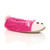 Front right side view of Fuchsia Pink Fur Elastic Bear Raccoon Slipper Sock