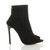 Right side view of Black Suede High Heel Peep Toe Ankle Boots