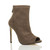 Front right side view of Taupe Suede High Heel Peep Toe Ankle Boots