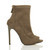 Right side view of Taupe Suede High Heel Peep Toe Ankle Boots