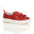 Front right side view of Red Glitter Rabbit Bunny Ears Bow Plimsolls Trainers
