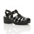 Front right side view of Black Mid Heel Gladiator Jelly Sandals