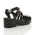 Back right side view of Black Mid Heel Gladiator Jelly Sandals