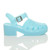 Right side view of Blue Mid Heel Gladiator Jelly Sandals