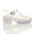 Right side view of Clear Glitter Mid Heel Gladiator Jelly Sandals