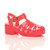 Front right side view of Coral Mid Heel Gladiator Jelly Sandals