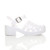 Right side view of White Mid Heel Gladiator Jelly Sandals