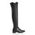 Right side view of Black PU Flat Stretch Chelsea Over The Knee Boots