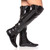 Model wearing Black Patent Flat Stretch Chelsea Over The Knee Boots