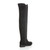 Back right side view of Black Suede Flat Stretch Chelsea Over The Knee Boots