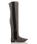 Right side view of Grey Suede Flat Stretch Chelsea Over The Knee Boots