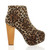 Right side view of Leopard Suede High Wooden Heel Platform Ankle Boots
