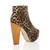 Back right side view of Leopard Suede High Wooden Heel Platform Ankle Boots