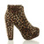 Right side view of Leopard Spiked Suede High Wooden Heel Platform Ankle Boots
