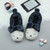 Navy Fur Flat Faux Fur Pom Pom Bear Face Slippers Navy Fur Flat Faux Fur Pom Pom Bear Face Slippers